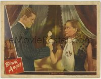 4p088 BLACK ANGEL LC #4 1946 Dan Duryea grabs sexy Constance Dowling holding phone, Cornell Woolrich