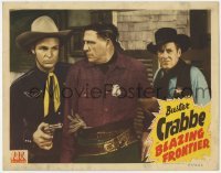 4p093 BLAZING FRONTIER LC 1943 c/u of Buster Crabbe with gun drawn by sheriff & marshal!