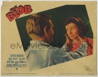 4p095 BLOB LC #2 1959 c/u of young Steve McQueen with his hands on Aneta Corseaut's neck!