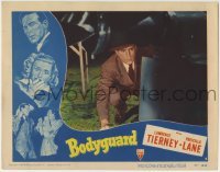 4p103 BODYGUARD LC #6 1948 close up of Lawrence Tierney crouching as he snoops around, film noir!