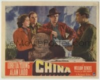 4p161 CHINA LC 1943 close up of Loretta Young, Alan Ladd, William Bendix & Philip Ahn!