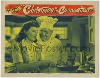 4p166 CHRISTMAS IN CONNECTICUT LC 1945 chef S.Z. Sakall shows Barbara Stanwyck how to cook!