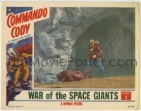 4p180 COMMANDO CODY chapter 5 LC 1953 color image of masked Judd Holdren fighting at cave entrance!
