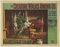 4p190 CREATURE WALKS AMONG US LC #5 1956 monster crashes through glass door to get at guy!