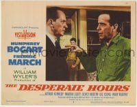 4p234 DESPERATE HOURS LC #4 1955 c/u of Humphrey Bogart arguing with Fredric March, William Wyler
