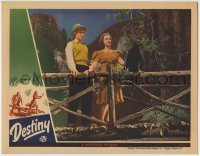 4p236 DESTINY LC 1944 great image of pretty Gloria Jean & Alan Curtis on wooden bridge with bird!