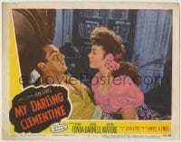 4p596 MY DARLING CLEMENTINE LC #7 R1953 John Ford, c/u of Victor Mature & sexy Linda Darnell!