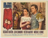 4p736 ROBE LC #3 R1963 best close up of Richard Burton & pretty Jean Simmons in Ancient Rome!