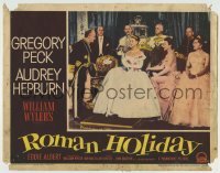 4p743 ROMAN HOLIDAY LC #7 1953 great image of Princess Audrey Hepburn sitting on her throne!