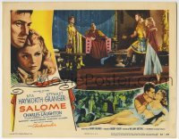 4p758 SALOME LC #3 1953 Stewart Granger threatens Charles Laughting as Herod sitting on throne!