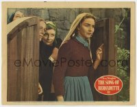 4p805 SONG OF BERNADETTE LC 1943 close up of Jennifer Jones walking through wooden gate!