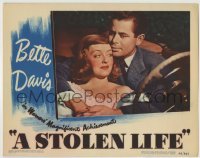 4p823 STOLEN LIFE LC 1946 romantic close up of Bette Davis & Glenn Ford in convertible car!