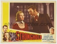 4p828 STRONGHOLD LC #6 1952 great close up of Zachary Scott glaring at Veronica Lake!