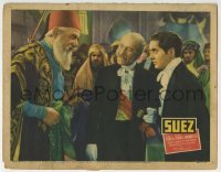 4p830 SUEZ LC 1938 Tyrone Power at fancy ball in tuxedo with Stephenson & Maurice Moscovich in fez!