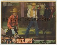 4p832 SUNSET OF POWER LC 1935 c/u of Buck Jones & Charles Middleton with guns drawn in saloon!