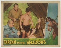 4p836 TARZAN & THE AMAZONS LC 1945 Brenda Joyce looks up at Johnny Sheffield as Boy!