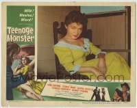 4p844 TEENAGE MONSTER LC #3 1957 great c/u of sexy Gloria Castillo with come hither look on chair!