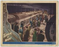 4p851 TERROR BY NIGHT LC 1946 Sherlock Holmes mystery, cool far shot of busy train station!