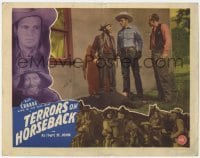 4p852 TERRORS ON HORSEBACK LC 1946 Buster Crabbe & Fuzzy St. John standing by dead guy on ground!