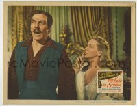 4p855 THAT LADY IN ERMINE LC #7 1948 sexy Betty Grable shushes Cesar Romero, who is in shock!