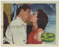 4p858 THAT WONDERFUL URGE LC #4 1949 c/u of of Tyrone Power about to kiss sexy Gene Tierney!