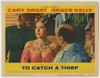 4p879 TO CATCH A THIEF LC #3 1955 close up of Grace Kelly with jewels & cool hair, Alfred Hitchcock