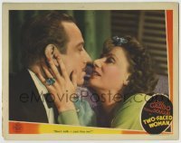 4p897 TWO-FACED WOMAN LC 1941 c/u of Greta Garbo telling Melvyn Douglas to shut up and kiss her!