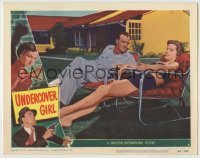 4p901 UNDERCOVER GIRL LC #4 1950 sexy Alexis Smith in swimsuit lounging outdoors with Edmon Ryan!