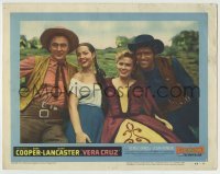 4p914 VERA CRUZ LC #7 1955 cowboys Gary Cooper & Burt Lancaster with Sarita Montiel & Denise Darcel!