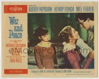 4p925 WAR & PEACE LC #6 1956 Audrey Hepburn looks pensively at lovers about to kiss, Leo Tolstoy!