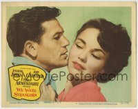 4p929 WE WERE STRANGERS LC #5 1949 super close up of sexy Jennifer Jones & John Garfield!