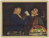 4p930 WEST OF RAINBOW'S END LC 1938 close up of intense cowboy Tim McCoy punching Bob Kortman!