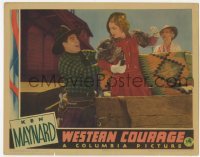 4p932 WESTERN COURAGE LC 1935 cowboy Ken Maynard gives unwanted help to pretty Geneva Mitchell!