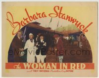 4p970 WOMAN IN RED LC 1935 Barbara Stanwyck in riding outfit with Gene Raymond & Tobin, very rare!