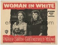 4p971 WOMAN IN WHITE LC #3 1948 close up of worried Eleanor Parker & Alexis Smith!