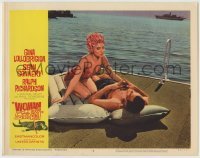 4p973 WOMAN OF STRAW LC #6 1964 sexy Gina Lollbrigida in swimsuit w/ Sean Connery on dock by ocean!