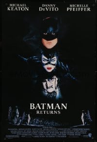 4r625 BATMAN RETURNS 1sh 1992 Michael Keaton, Danny DeVito, Michelle Pfeiffer, Tim Burton!