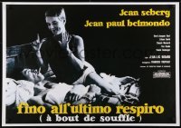 4r591 A BOUT DE SOUFFLE 28x39 Italian commercial poster 1980s Godard's Breathless, Seberg, Belmondo!