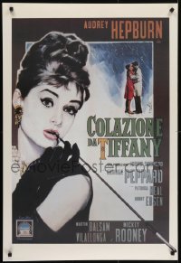4r592 BREAKFAST AT TIFFANY'S 27x39 Italian commercial poster 2000s Nistri art of Audrey Hepburn!