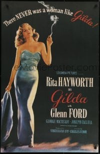 4r593 GILDA 26x39 Italian commercial poster 1980s classic sexy Rita Hayworth in sheath dress!