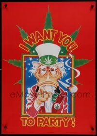 4r580 I WANT YOU TO PARTY English commercial poster 1996 James Montgomery Flagg parody by Behrendt!