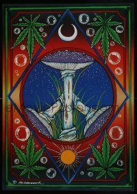 4r306 SACRED TURF 24x34 English commercial poster 1997 marijuana/mushrooms forming the peace sign!