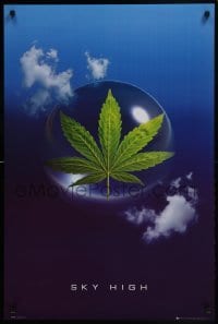4r309 SKY HIGH 24x36 English commercial poster 2006 marijuana leaf with clouds in the background!