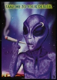 4r311 TAKE ME TO YOUR DEALER purple style 24x33 English commercial poster 1990s alien smoking marijuana!