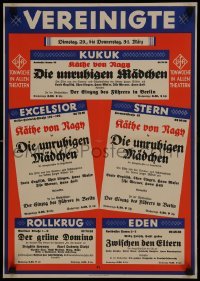 4r099 VEREINIGTE German 17x24 1938 showing Finale, Der Grune Domino and Zwischen den Eltern!