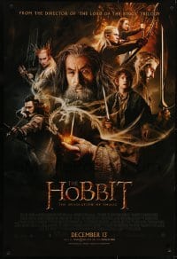 4r746 HOBBIT: THE DESOLATION OF SMAUG advance DS 1sh 2013 Peter Jackson directed, cool cast montage!