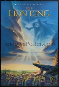 4r803 LION KING DS 1sh 1994 Disney Africa, John Alvin art of Simba on Pride Rock with Mufasa in sky