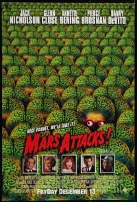 4r821 MARS ATTACKS! int'l advance DS 1sh 1996 directed by Tim Burton, great image of many aliens!