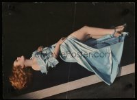 4r015 RHONDA FLEMING magazine page 1940s showing legs in sexy blue gown!