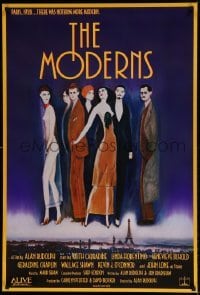 4r836 MODERNS 1sh 1988 Alan Rudolph, cool artwork of trendy 1920's people by star Keith Carradine!